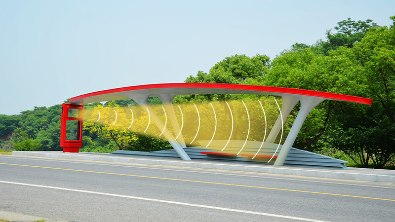 公交站臺集成定向音響，定向發聲示意圖