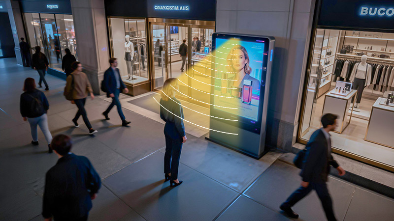 戶外美妝大屏集成定向揚聲器，定向發聲，不干擾周圍聲環境