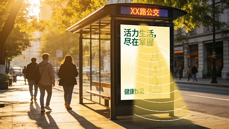 公交站臺廣告大屏集成定向揚聲器，聲場獨立